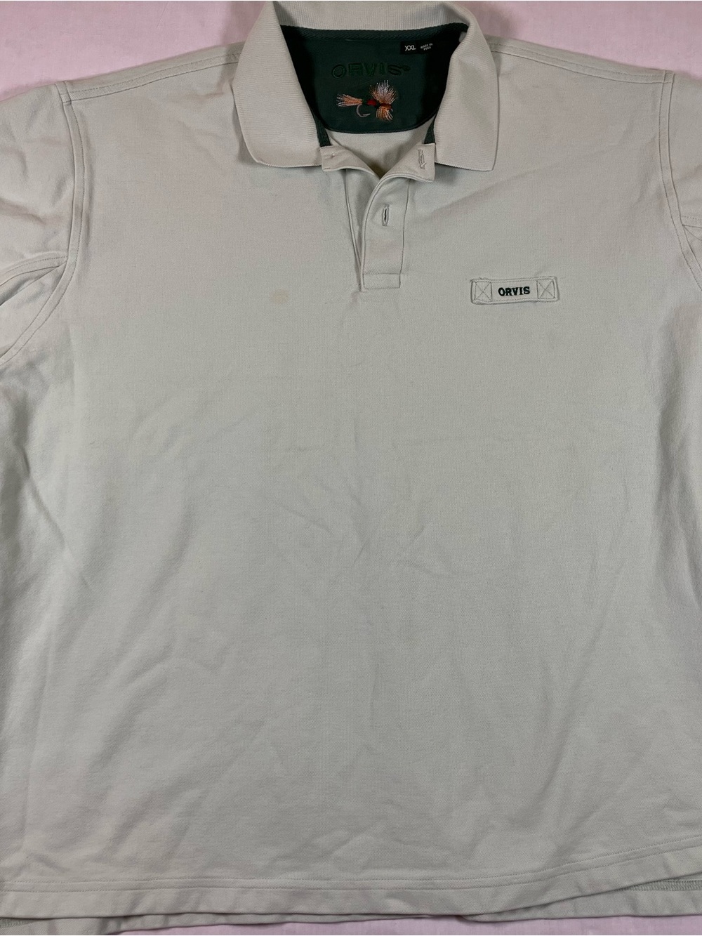 Vintage Orvis Men’s Light Beige Polo with Subtle Logo